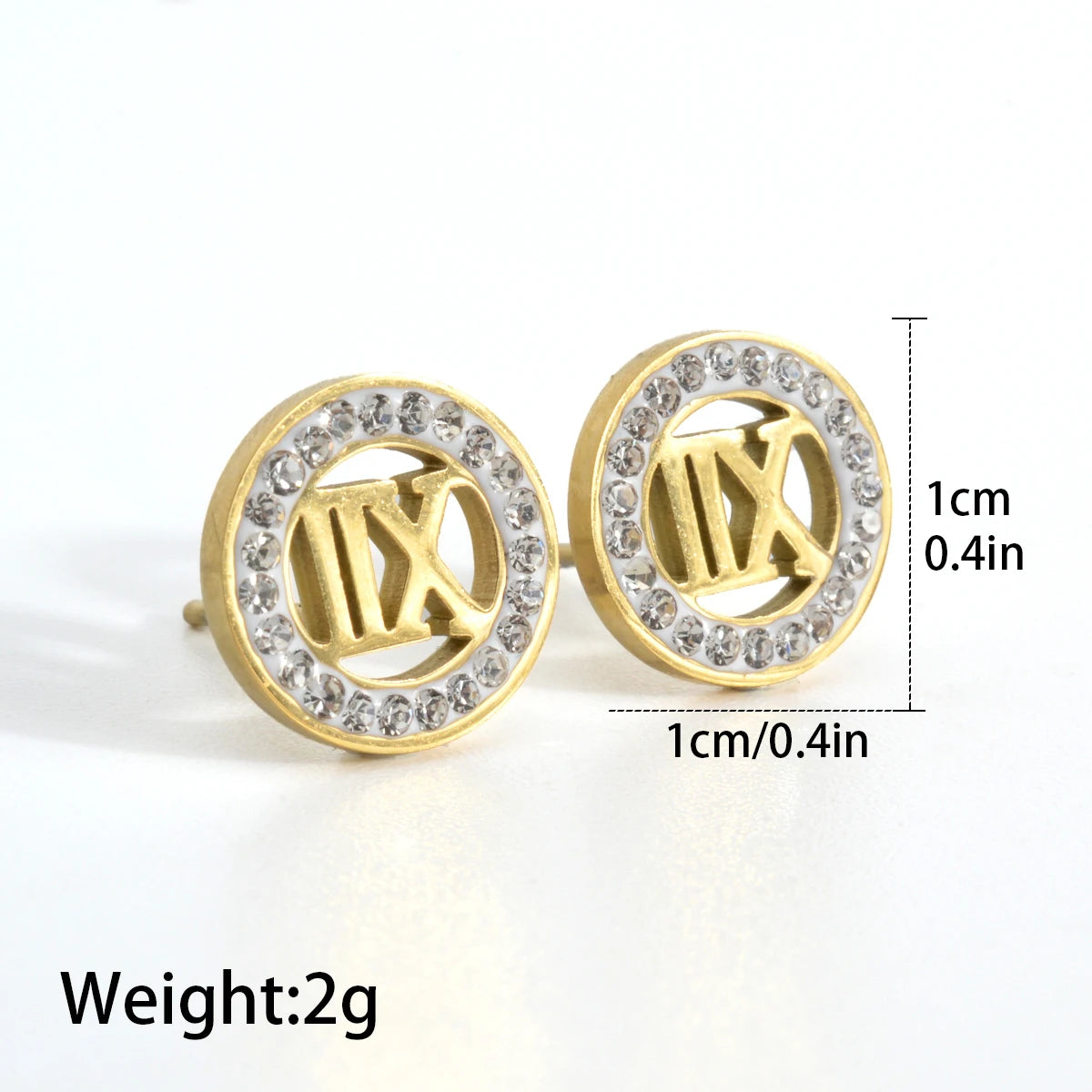 Charmoment Cute Numbers and Letters Golden Zircon Stainless Steel Stud Earrings for Women Luxury Quality Korean Fashion Jewelry