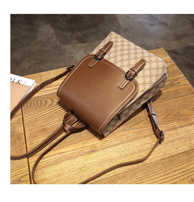 Backpack For Women 2023 New Business Work Shopping Casual Designer Elegant High Capacity Preppy Pu Leather  Waterproof Back Bag