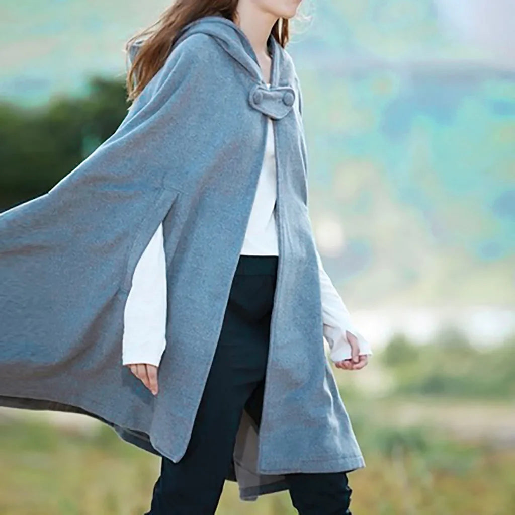 Red Cloak Women Outwear Hooded Coat Thin Vintage Gothic Medieval Cape Poncho Casual Maxi Long Cardigan for Spring Autumn