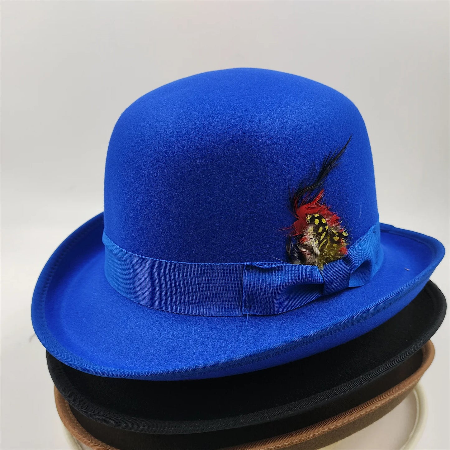 2024 New Fashion Women Men's Fedora Church Roll Up Brim Homburg Jazz Hat Feather Hat Lady Gentleman Gambler Panama Trilby Hat
