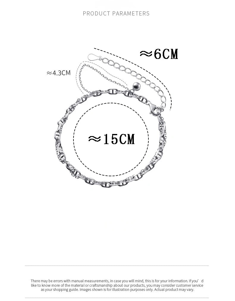 MIQIAO Bracelets Bracelet For Women Female Jewelry 925 Sterling Silver Charms Chain Bracelets On Hand Fashion