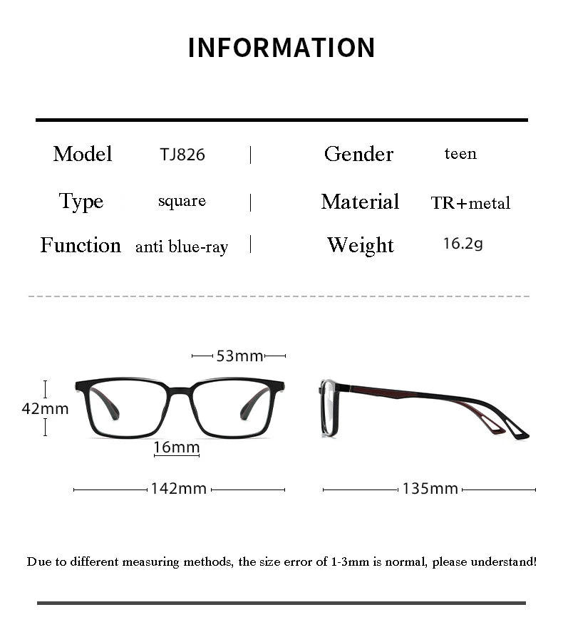 New Blue Light Blocking Glasses Frame Optical Prescription Eyewear Fashion Men and Women Full Rim TR-90 Plastic Flexible Specs