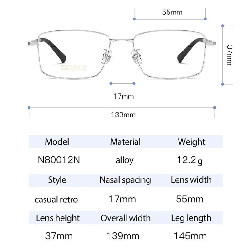 NEW Eyeglasses Vintage Pure Titanium Eye Glasses Frame For Men and Women Optical Frame Oculos De Grau Work Eyeglass Frame