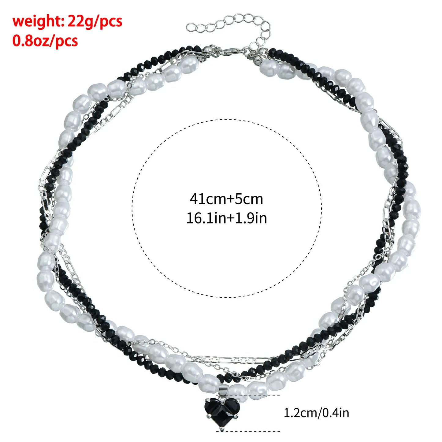 Y2K Heart Beaded Necklace Women Boho Crystal Class Gravel Clavicle Chain Cool Y2K Choker Exquisite Fashion Jewelry