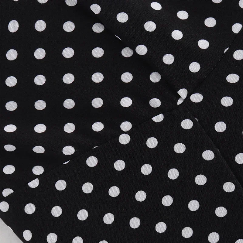 Dot Print Long Slip Dress Women Spring Summer V-neck Sleeveless Backless A-line Dresses Female Party Vintage Robes Lady Holiday