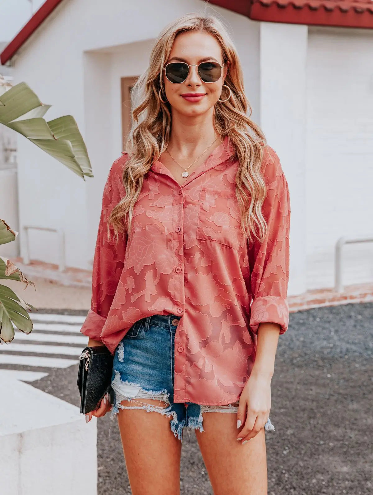 Elegant Long Sleeve Lapel Lace Blouse Office Lady Spring Summer Hollow Out Jacquard Loose Shirt Oversized Tops Luxury Chic Tunic