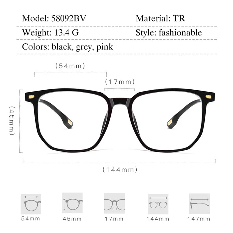 Transparent Glasses for Women Optical Eyeglasses Frame Full Rim Square Fashion Acetate Prescription Eyewear Woman Spectacles