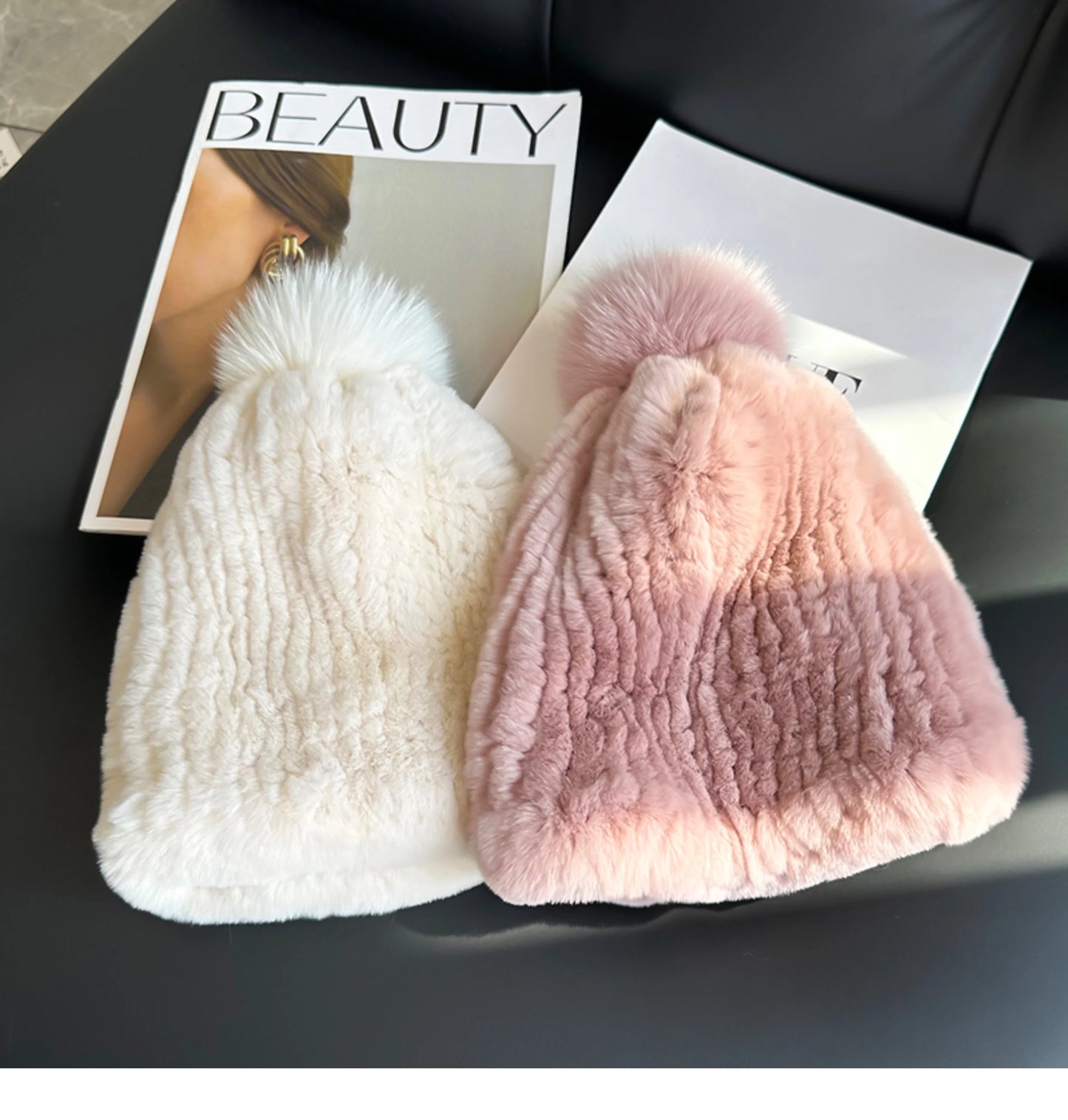 Real Rex Rabbit Fur Hat For Women Winter Thickened Fur Hat Warm Ear Protection Hat Hand Knitted Fur Hat Outdoor Natural Fur Hats