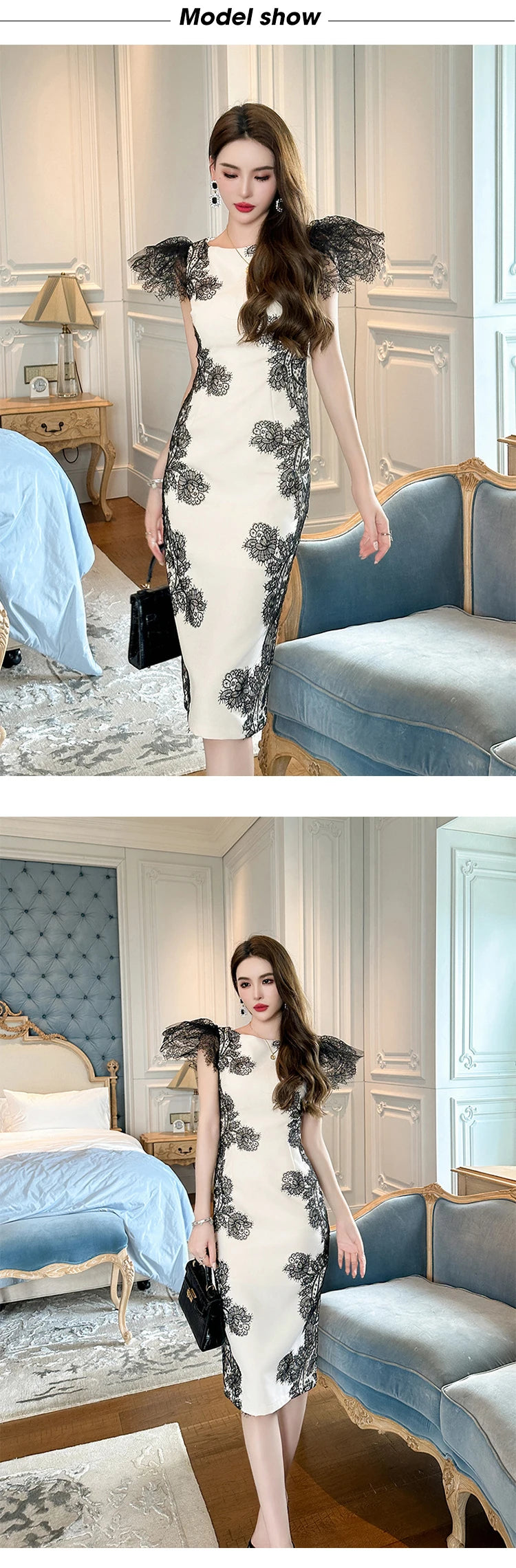 Fashion Summer Evening Long Dress Women Clothes Elegant Pretty Vintage O-Neck Slim Midi Party Guest Robe Mujer Vestidos Fiesta