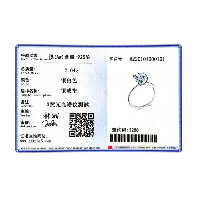 2023 Classic Luxury Real Solid 925 Sterling Silver Ring 3Ct 10 Hearts Arrows Zircon Wedding Jewelry Rings Engagement For Women