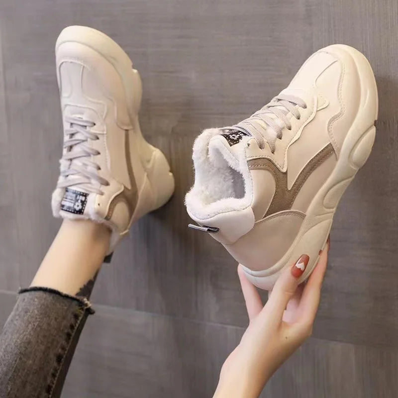 ZANPACE Women Casual Sneakers Winter Warm Platform Woman Snow Boots Plush Fur Warm Women Shoes Lace Up Spring Female Footwear