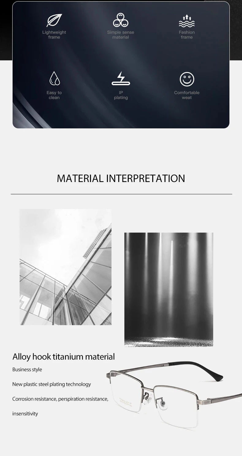 Pure Titanium Glasses Frame Men Square Eyewear Male Classic Full Optical Prescription Eyeglasses Frames Gafas Oculos N80015N