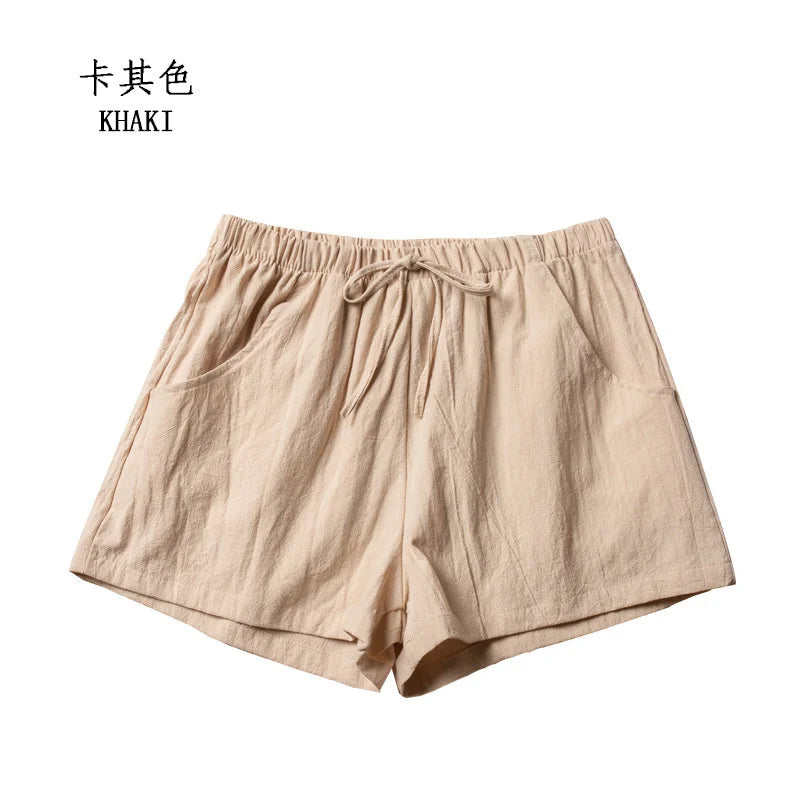 Cotton Linen Shorts Women Fashion Workout Shorts High Waiste Short Pants Ladies Black Shorts Casual Women Shorts Sport Femme