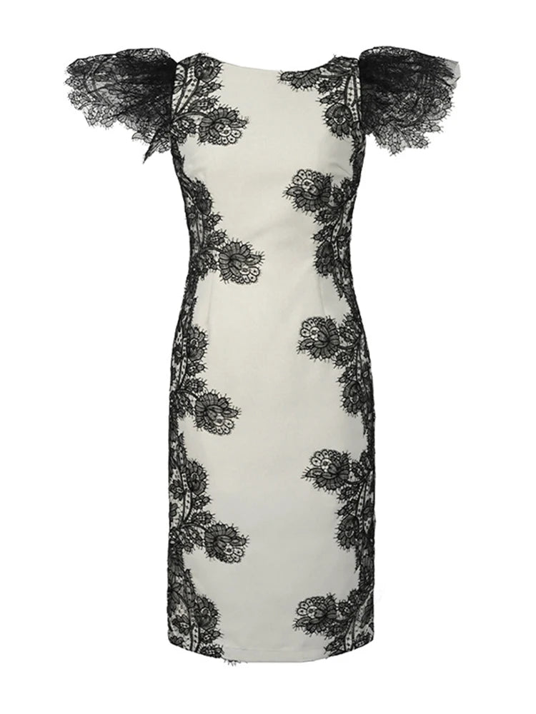 Fashion Summer Evening Long Dress Women Clothes Elegant Pretty Vintage O-Neck Slim Midi Party Guest Robe Mujer Vestidos Fiesta