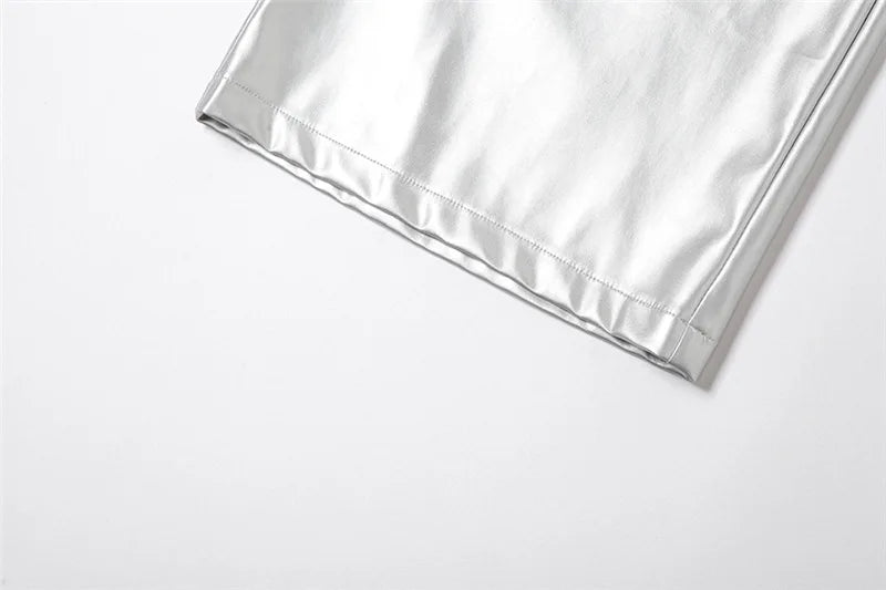 Silver Retro Matte Trendy Personalized All-match Casual High Street Cool Confident Casual Women's Autumn Wide Leg Pants