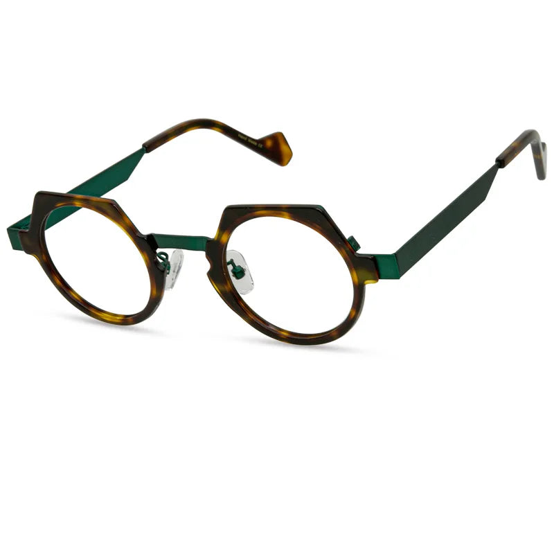 Retro polygonal eyewear frame, ultra light pure titanium eyewear frame, plain colored glasses for male and female students