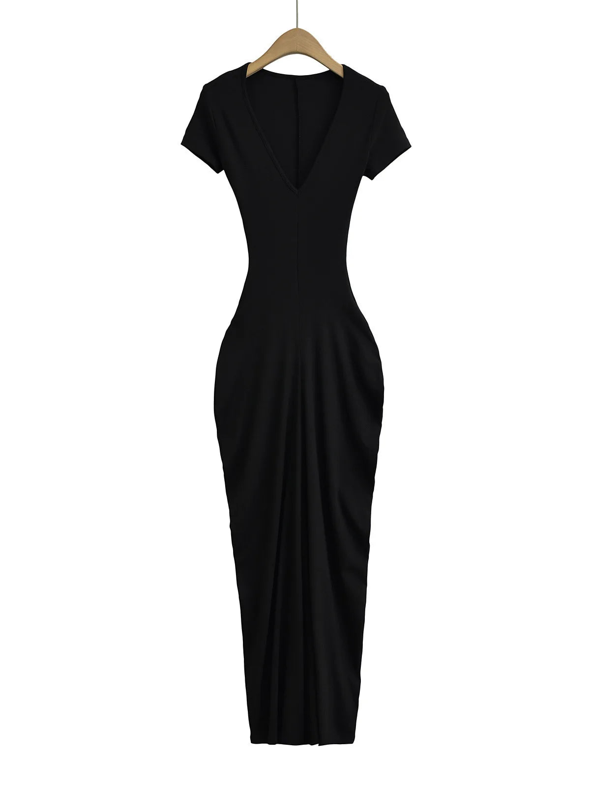 Spicy Girl Sexy Short Sleeved Dress 2024 Summer New High Waist Wrapped Hip Tight Large V-neck Long Dress 90AU