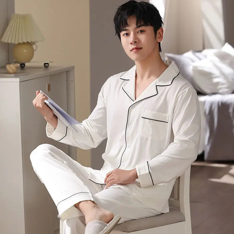 Modal Couples Matching Clothing Set White Pajama For Women Men PJ Pijama Mujer Sleepwear Cotton Pyjama Pour Femme Home Clothes