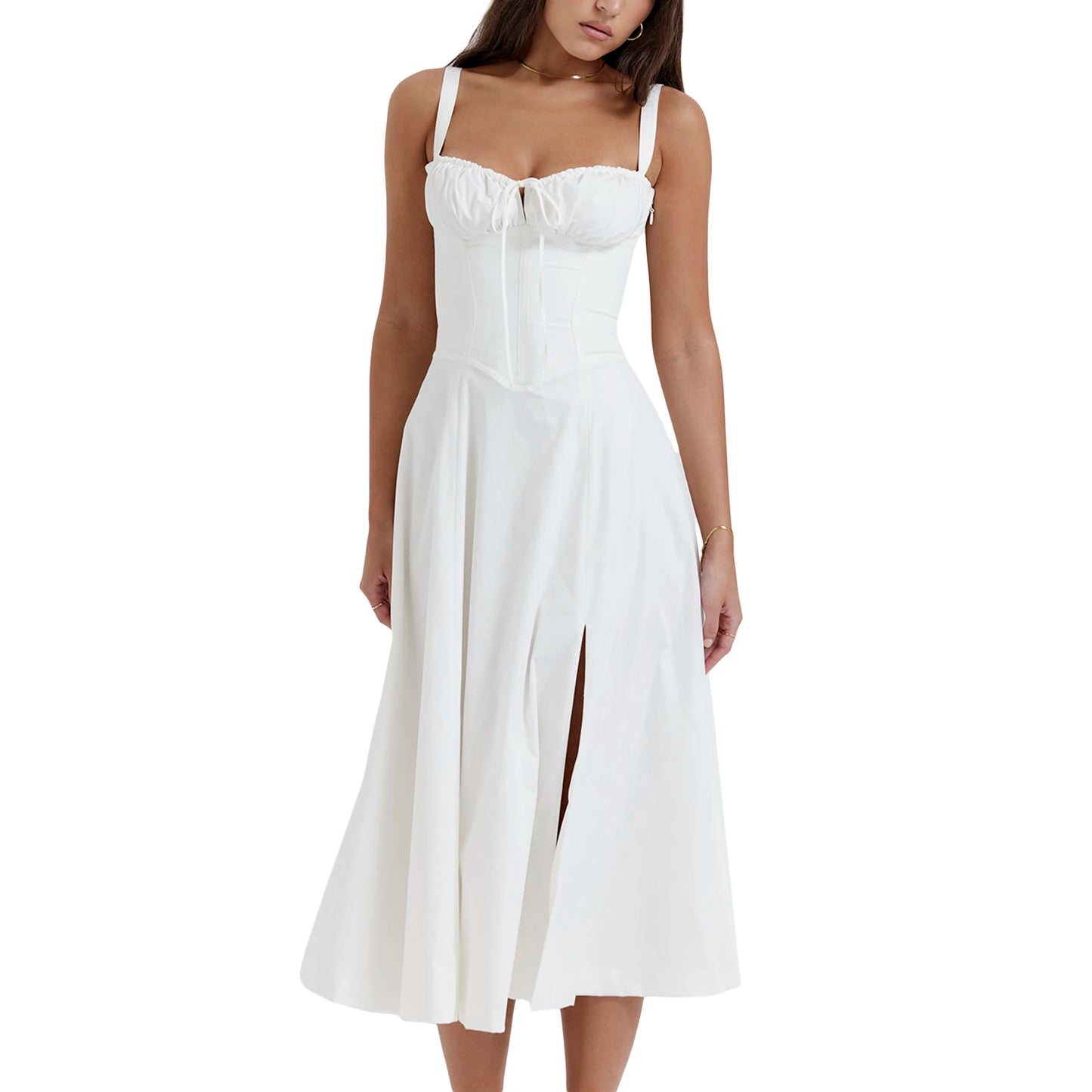 hirigin Floral Print Spaghetti Strap Pleated Midi Dress For Women Summer New Sleeveless Backless A-line Sexy Printed Long Dress