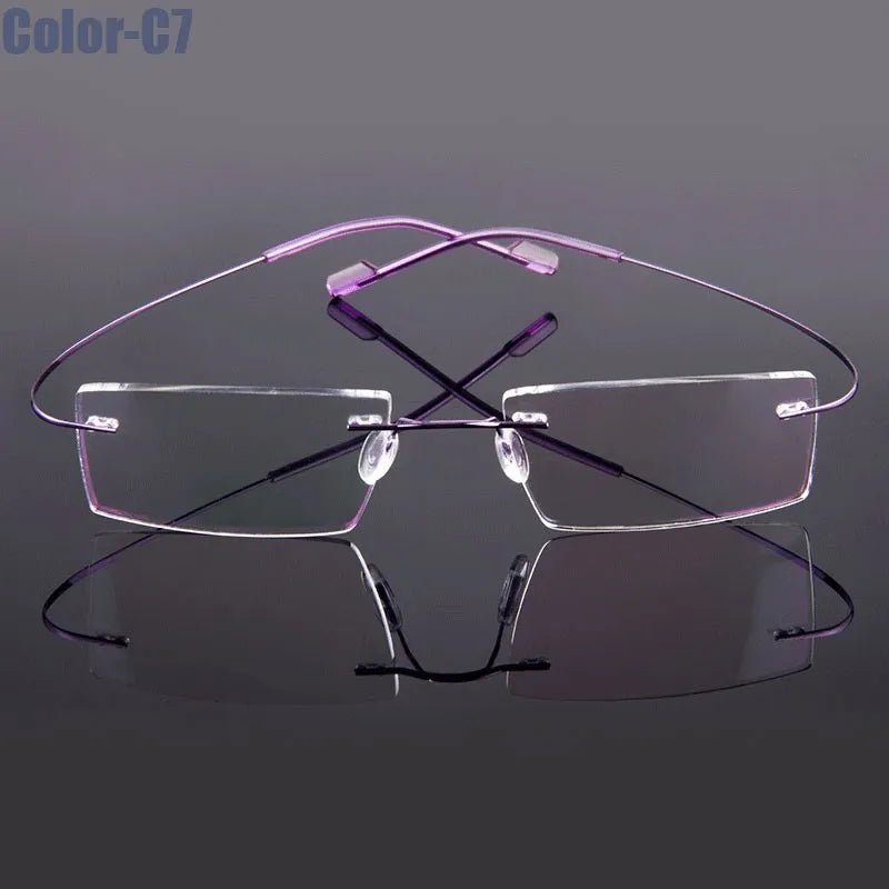 Metal Frame Glasses Women Style Rimless Eye Glasses Nearsighted Spectacles Flexible Temple New Arrival Eyewear Custom Lens Shape