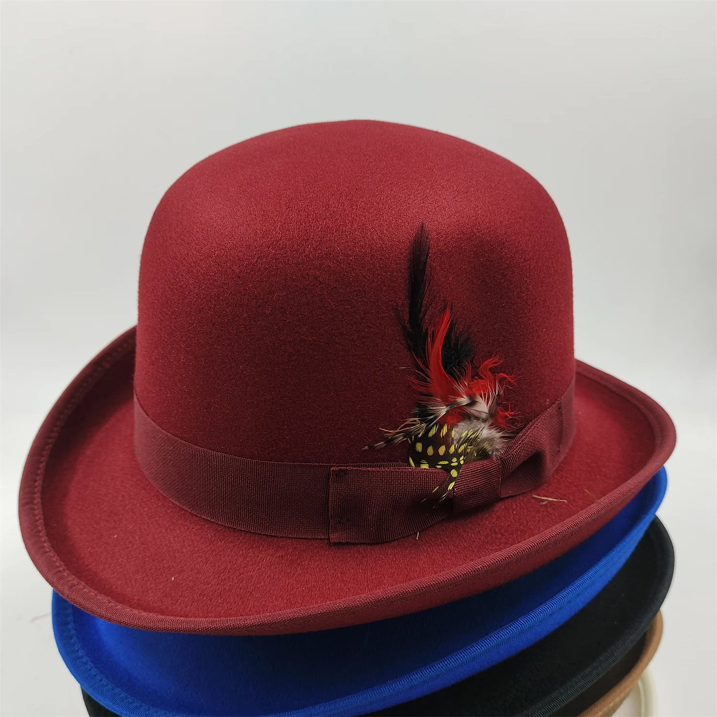 2024 New Fashion Women Men's Fedora Church Roll Up Brim Homburg Jazz Hat Feather Hat Lady Gentleman Gambler Panama Trilby Hat