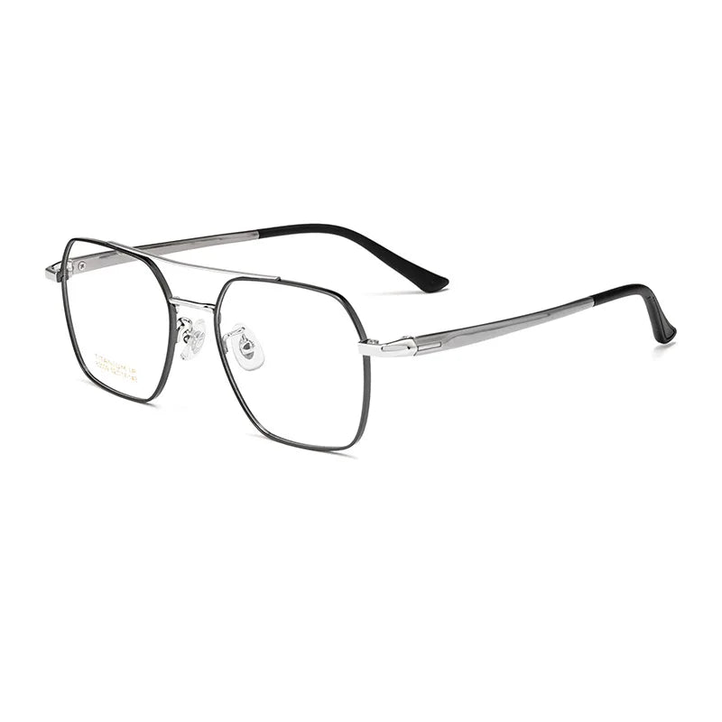 Full Rim Metal Frame Glasses for Men and Women, Titanium Legs, Retro Style, Polygon Myopia Eyewear, New Arrival