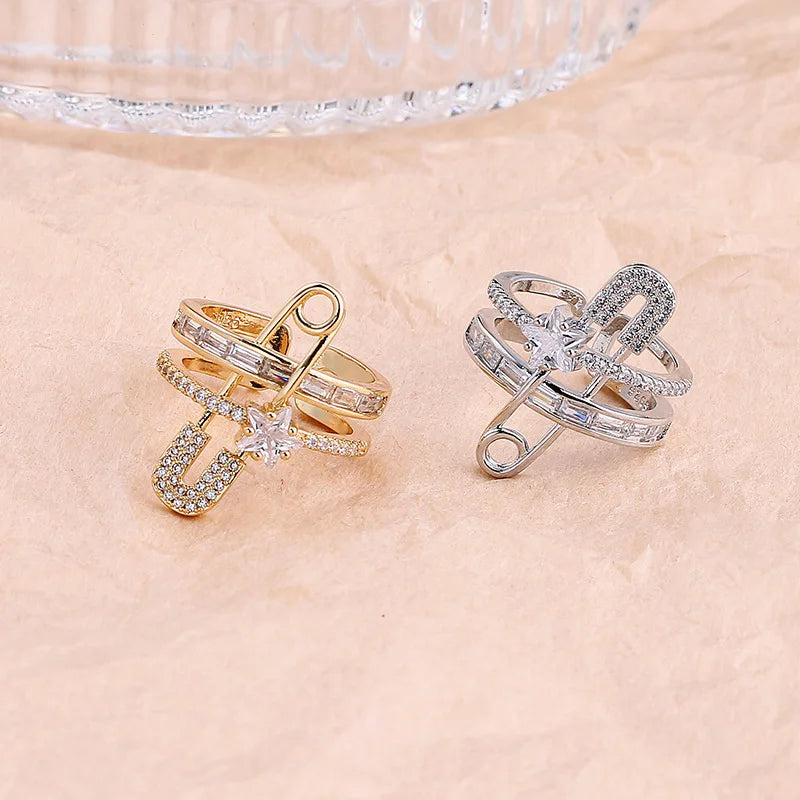 925 Sterling Silver Star Crytal Ring for Women Girl Personality Simple Adjustable Exquisite Jewelry Dropshippipng Gift