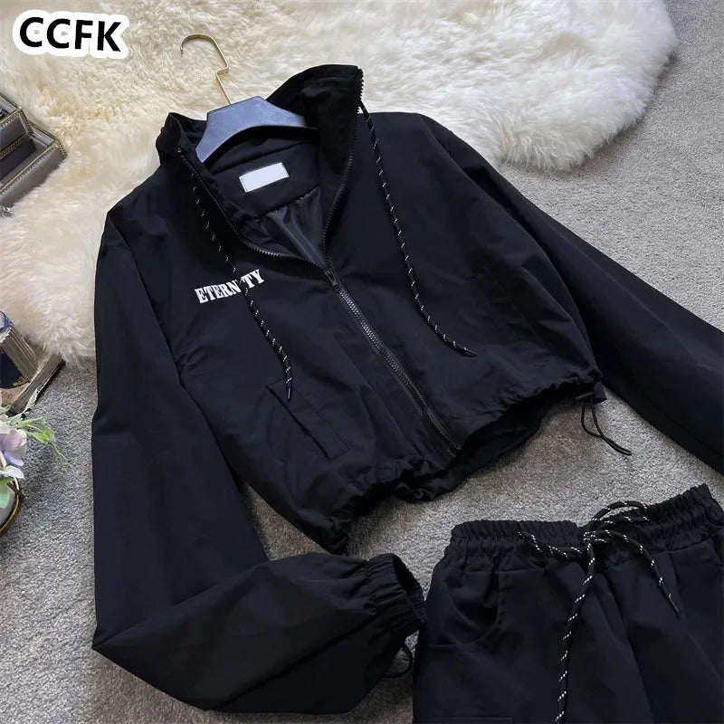 Techwear Grunge Aesthetic Skirt Set Emo Egirl Clothes Black Sporty Women Vintage Gothic Hoodies Cargo Skirts Y2k 2023 Autumn New