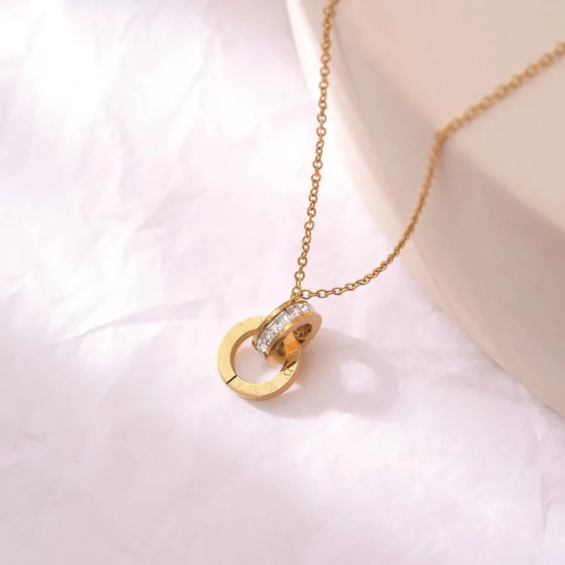 2022 New Stainless Steel Necklaces and Bracelet for Women Roman Numerals Luxury Chain Necklace Fashion Jewelry Girl Gift Trendy