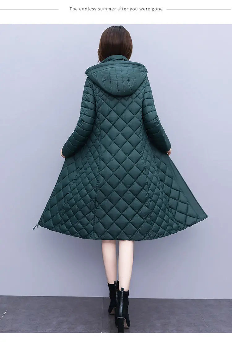 New Cotton-Padded Women Light Down Cotton Coat Long Autumn Winter Jacket Supersize Female Detachable Hooded Parker Overcoat 7XL