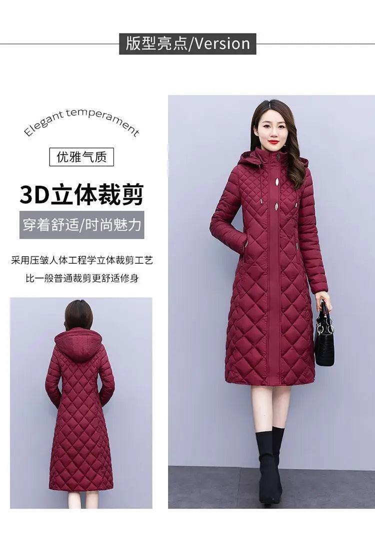 New Cotton-Padded Women Light Down Cotton Coat Long Autumn Winter Jacket Supersize Female Detachable Hooded Parker Overcoat 7XL