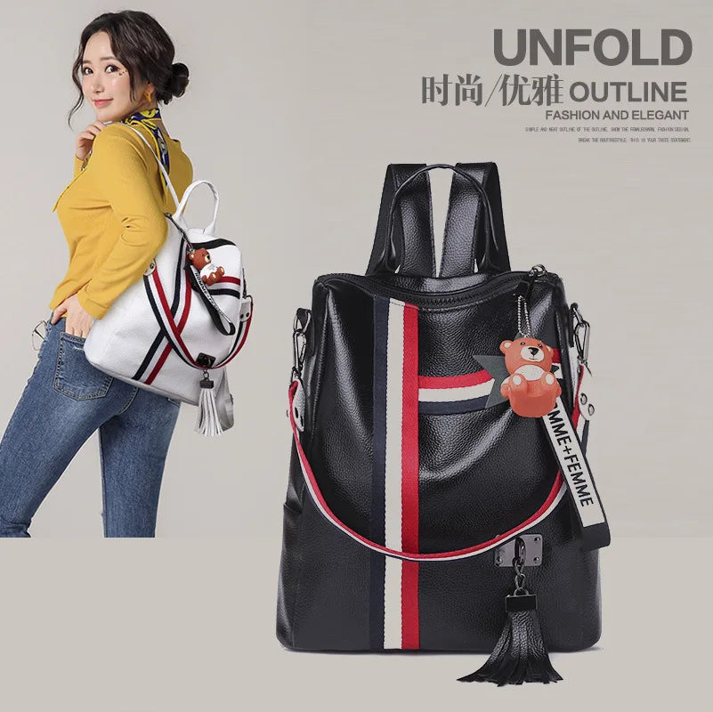 WHITE BLACK Bags For Women  New Fashion Zipper Ladies Backpack PU Leather School Bag Crossbody shoulder bag for you