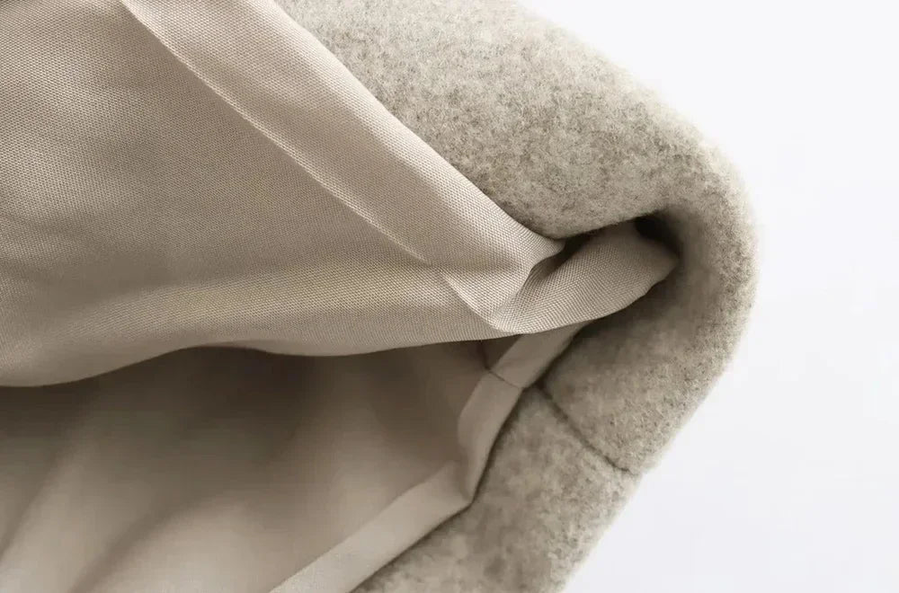 Women's Fashion Casual Loose Long Coat Coat Autumn and Winter Double-breasted Lapel Coat Warm and Soft Solid Colour Coat