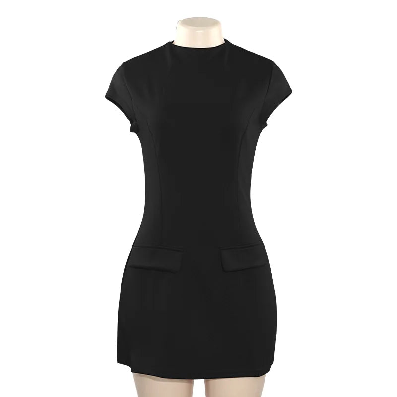 2025 Women‘s Sexy Slim Fit Hollow Mini Dress Spring New Y2K Sleeveless A- LINE Black Dress High Street Commute Elegant Dresses
