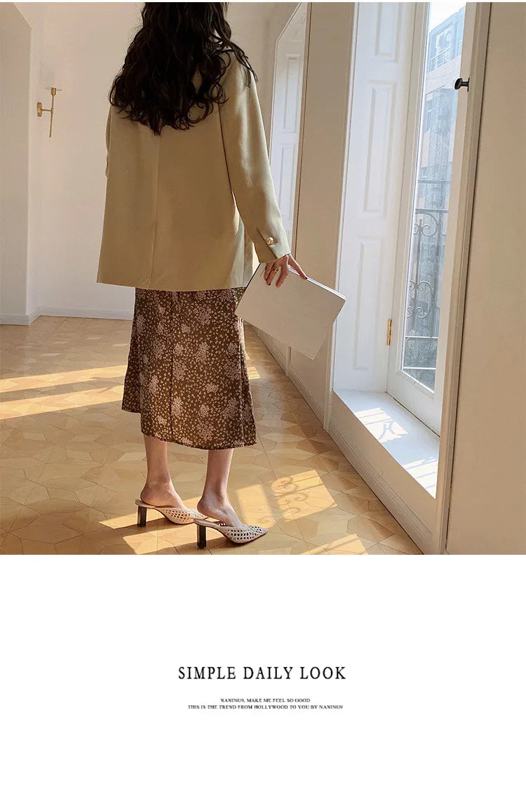 ARTKA 2023 Spring New Women Dress Elegant Loose Puff Sleeve Prints Dresses V-Neck High Waist A-Line Chiffon Long Dress A22LA055C