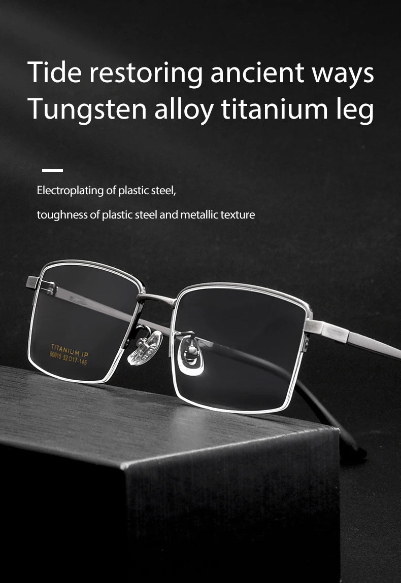 Pure Titanium Glasses Frame Men Square Eyewear Male Classic Full Optical Prescription Eyeglasses Frames Gafas Oculos N80015N