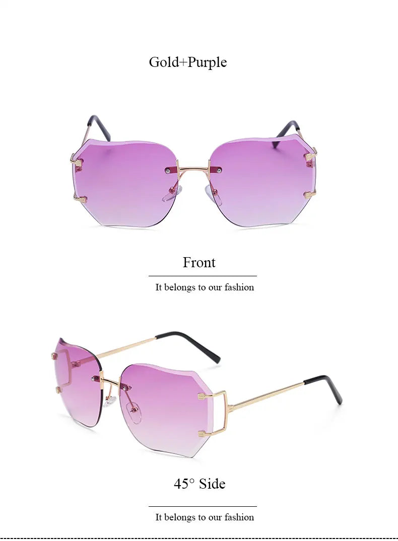 2023 New rimless Frame Metal Sunglasses Women Cool Style Clear Brand Designer retro Square Shades Female Style Dropshiping
