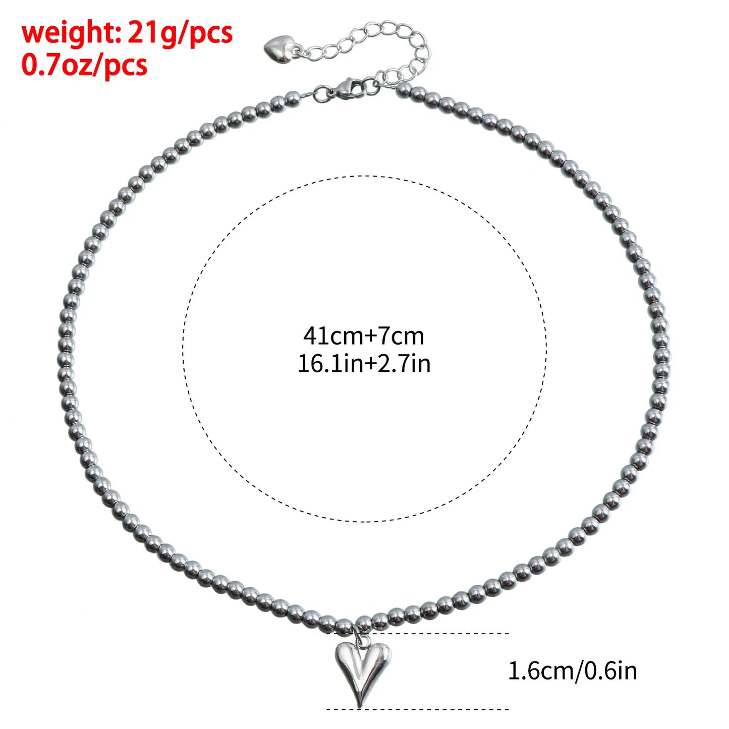Y2K Heart Beaded Necklace Women Boho Crystal Class Gravel Clavicle Chain Cool Y2K Choker Exquisite Fashion Jewelry