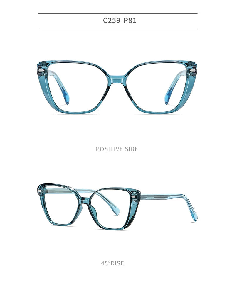Women Fashion Cat Eye Shape Optical Glasses Frame with Recipe Prescription Female Eyewear Stylish Full Rim TR-BC908