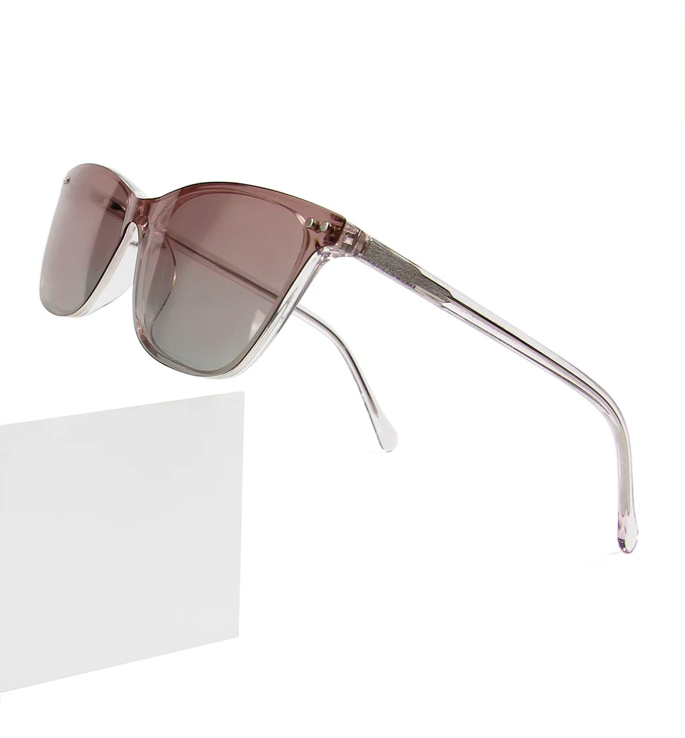 Trends 2024 Cateye Polarized Clear Sunglasses Women Transparent Acetate Eyewear Frame With Magnetic Clip On Sunglass Reflective