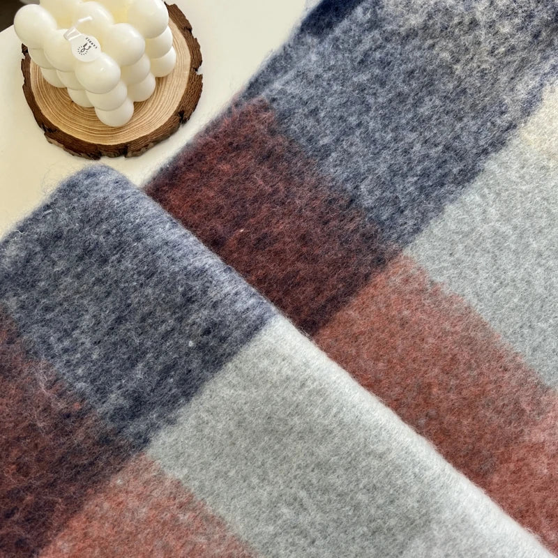 Winter Multicolor Stripe Scarf Cashmere Thick Shawl Women Long Winter Warm Pashmina Wraps with Tassel Scarf For Women