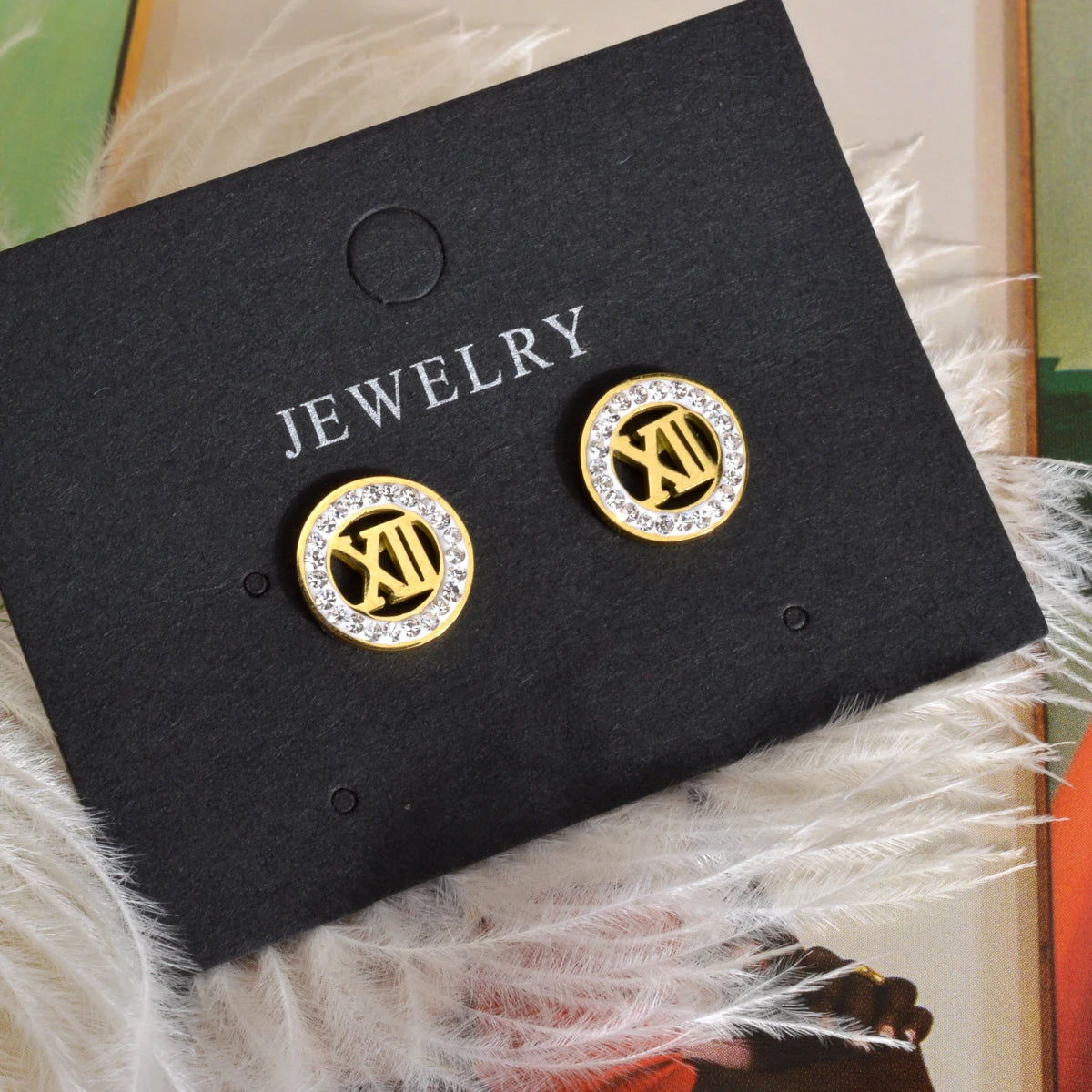 Charmoment Cute Numbers and Letters Golden Zircon Stainless Steel Stud Earrings for Women Luxury Quality Korean Fashion Jewelry