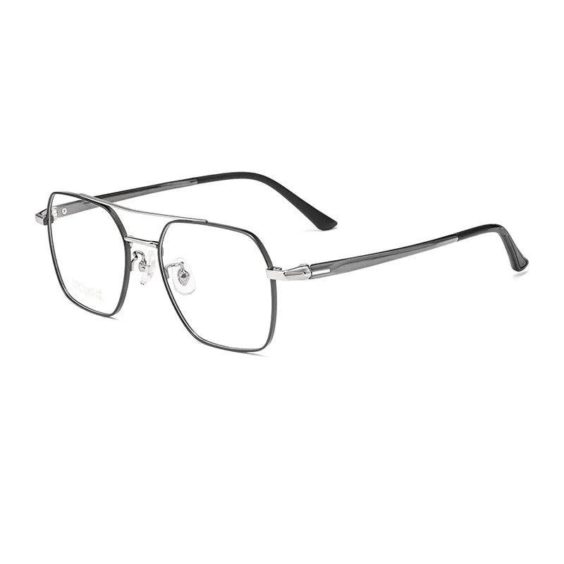 Full Rim Metal Frame Glasses for Men and Women, Titanium Legs, Retro Style, Polygon Myopia Eyewear, New Arrival