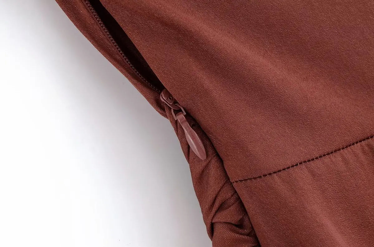 MYST&ZA2025 new summer women's clothing casual fashion comfortable slim sexy inlaid backless midi halter neck short dress