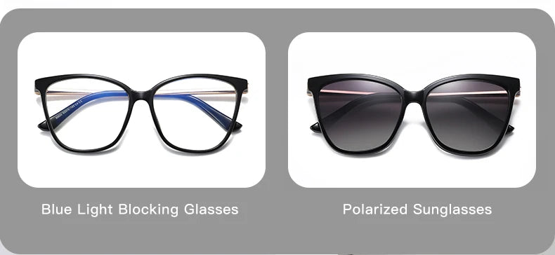 KANDREA Cat eye Large Frame Women Outdoor Magnetic Dual-Purpose Polarized Clip-on Sunglasses Anti-Blue Light Frame Glasses 95655