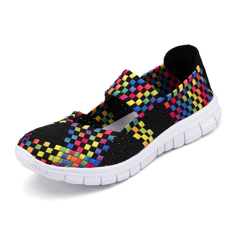 Women Running Sneakers Shoes Summer Breathable Walking Woven Shoe Anti-slip Handmade Weave Lightweight Female Flats Casual Shoe