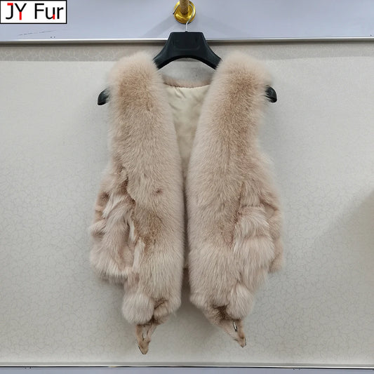 2025 Women Luxury 100% Genuine Real Fox Fur Vest Natural Soft Fox Fur Sleeveless Jacket New Lady Quality Warm Real Fox Fur Gilet