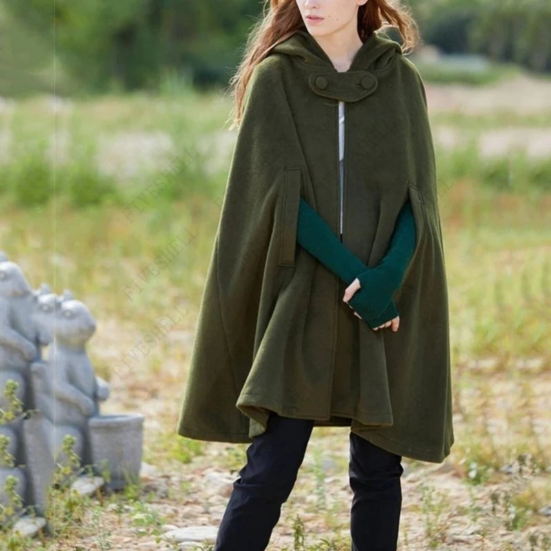 Red Cloak Women Outwear Hooded Coat Thin Vintage Gothic Medieval Cape Poncho Casual Maxi Long Cardigan for Spring Autumn