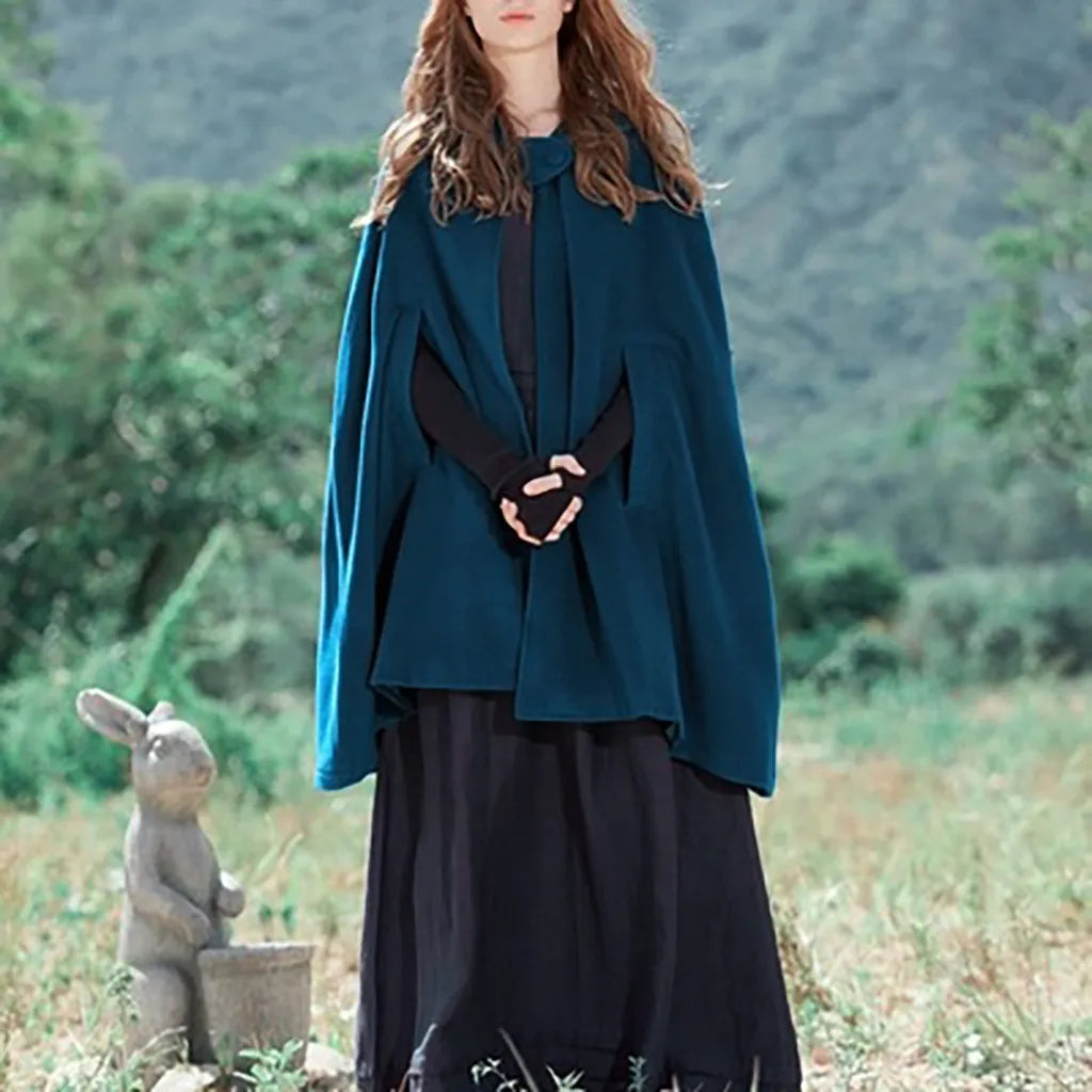 Red Cloak Women Outwear Hooded Coat Thin Vintage Gothic Medieval Cape Poncho Casual Maxi Long Cardigan for Spring Autumn