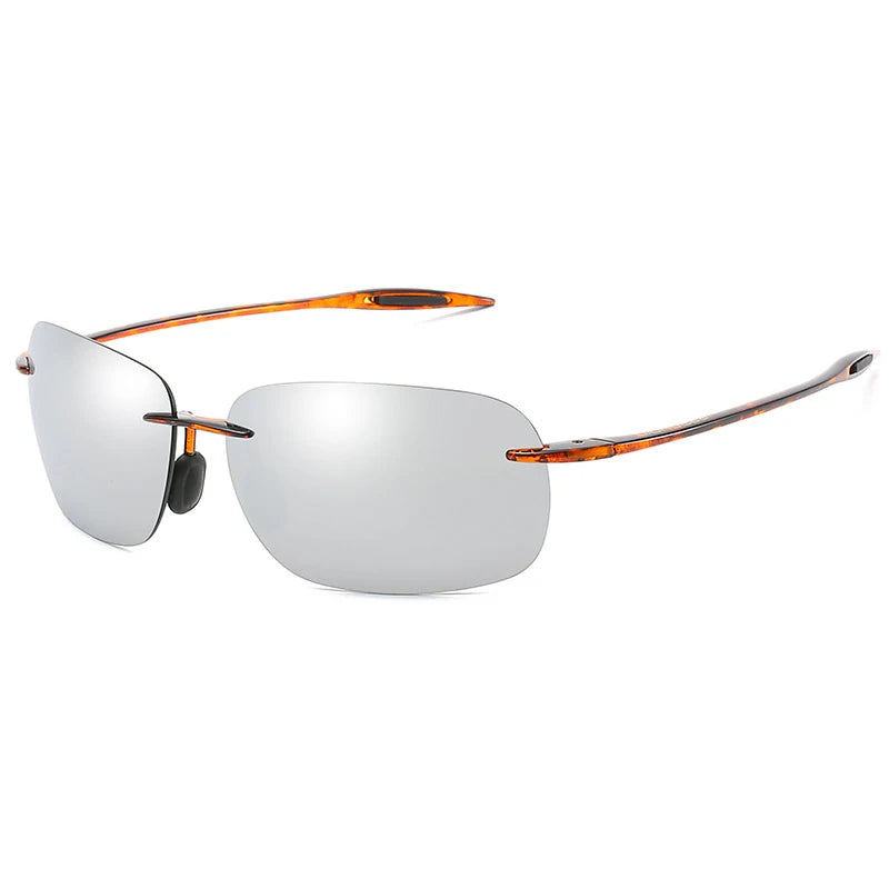 The Matrix Polarized Classic Sports Rimless Sunglasses Men Orange Male Driving Rectangle Ultralight Frame Sun Glasses UV400